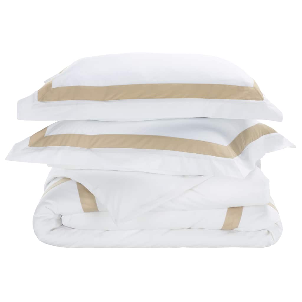 SAFAVIEH Home Hotel Collection Bold Fabric Border 300Tc Percale 3-piece Duvet Cover Set