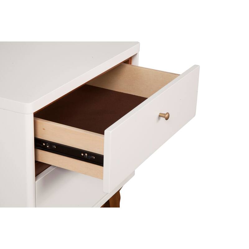 Dakota Two Drawer Nightstand - Sturdy Wooden Bedside Table with Spacious Storage Drawers