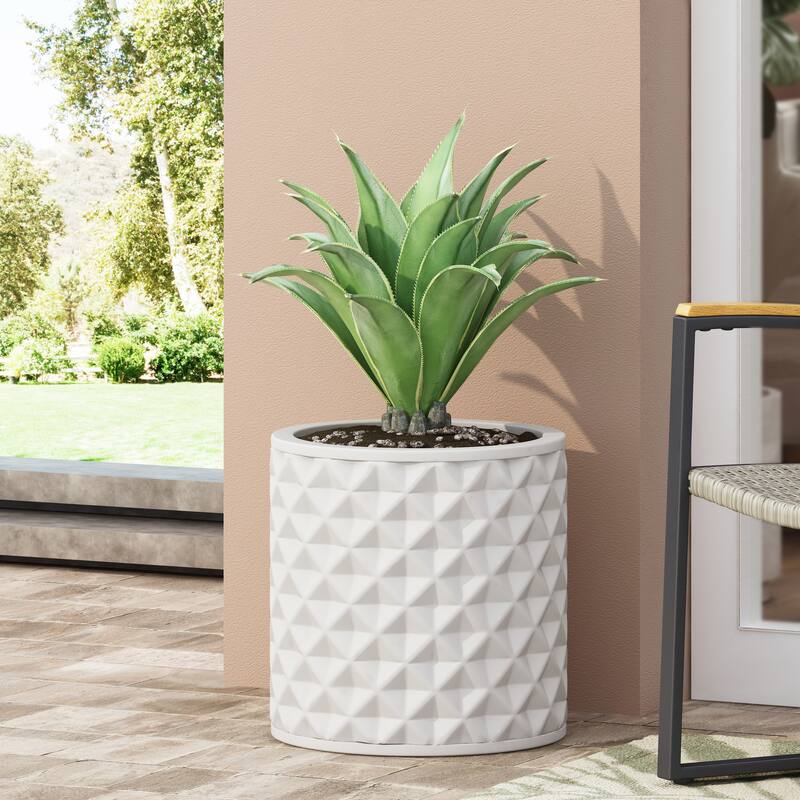 Pleated Stone-Look Classic Outdoor Planter Pot, for Garden and Patio