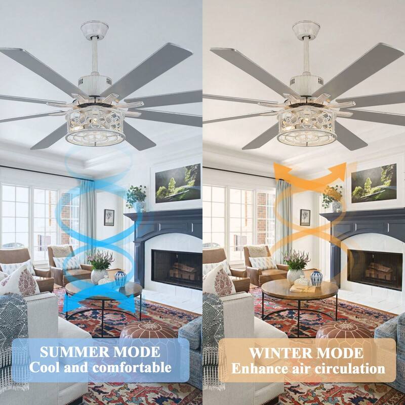 Cusp Barn 72in. Industrial Ceiling Fan with Remote, Dual Finish Blades, Modern Silent DC Motor 6 Speeds Reversible Ceiling Fan