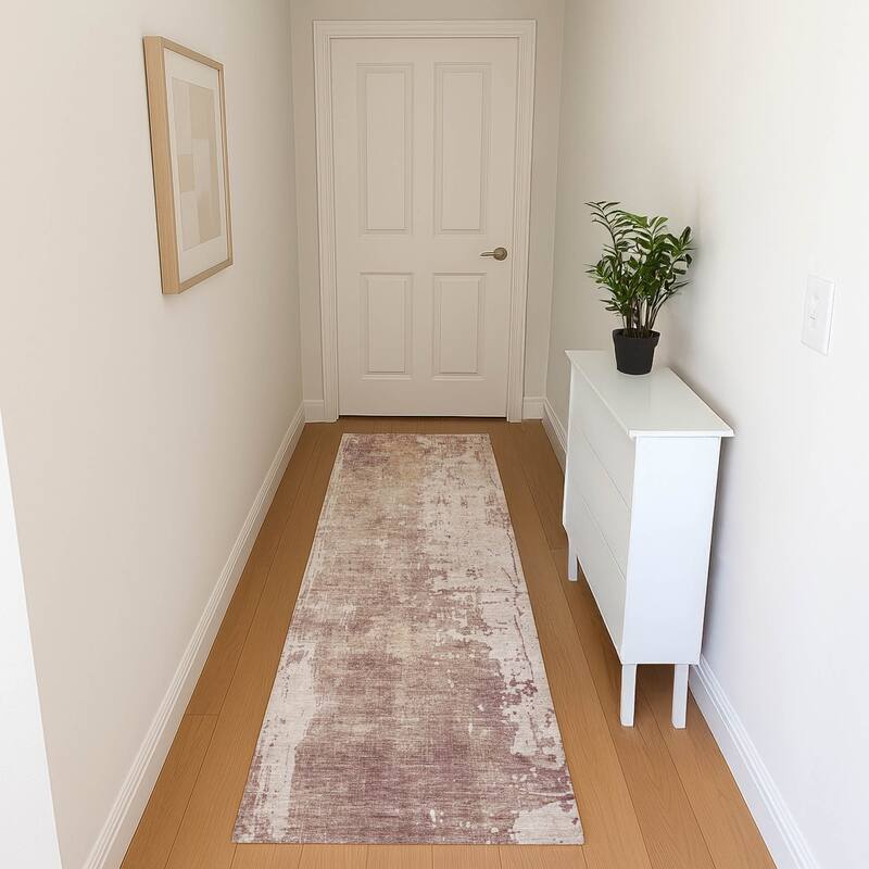 Premium Washable Super Soft Abstract Modern Mayfield Rug - Blush - 2'3" x 7'6"
