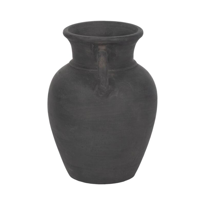Handcrafted Terracotta Pottery Vase with Amphora Shape and Handles