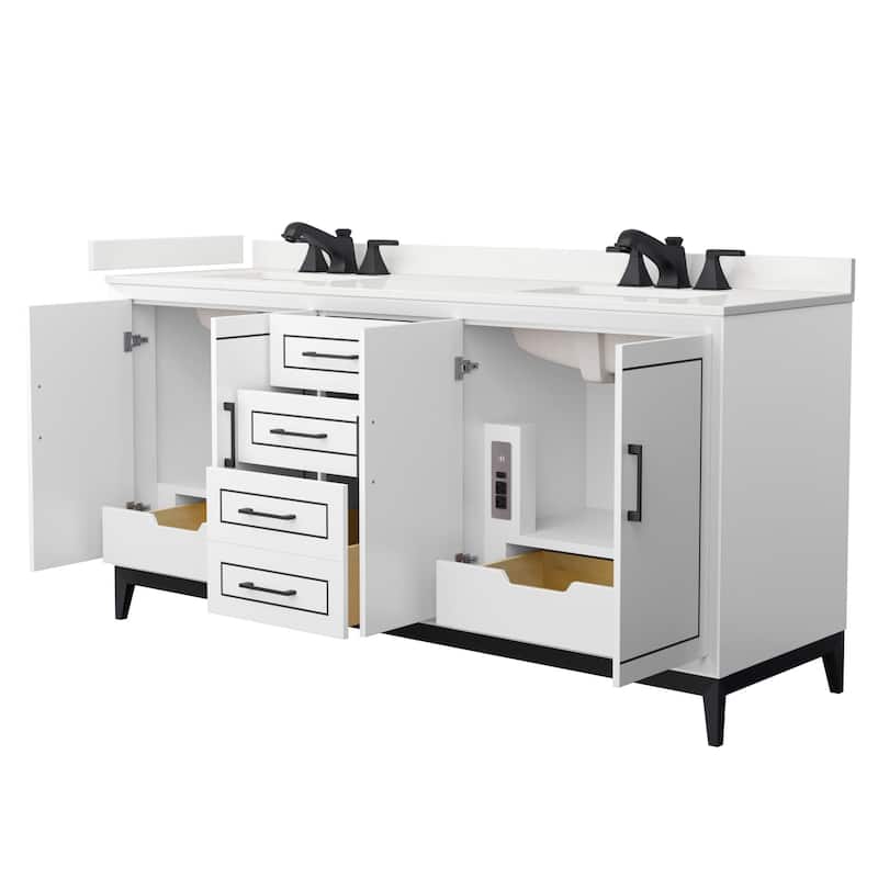 Wyndham Collection WCH515172D-QTZ-US3MXX Marlena 72" Free Standing