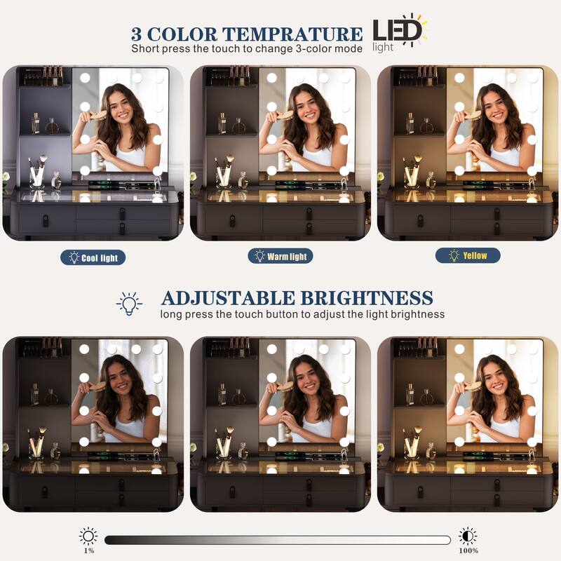 Makeup Vanity with 3 Lighting Colors