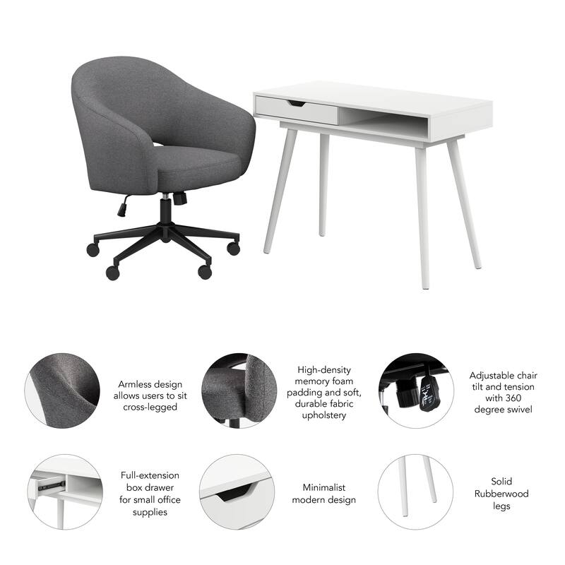 Bush Furniture Nora Small Writing Desk and Chair Set for Home Office