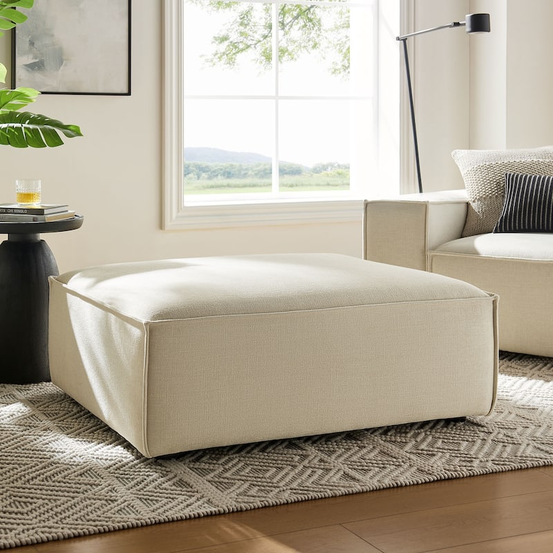 Restore Performance Fabric Upholstered Modular Ottoman - Ecru