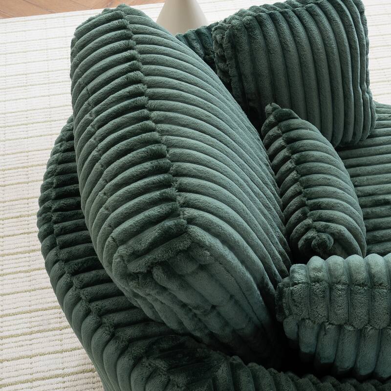 Corduroy 360° Swivel Barrel Chair with 4 Pillows and 400lb Weight Capacity