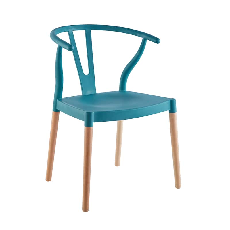 Porthos Home Lyra Plastic Dining Chairs with Beechwood Legs, Set of 2