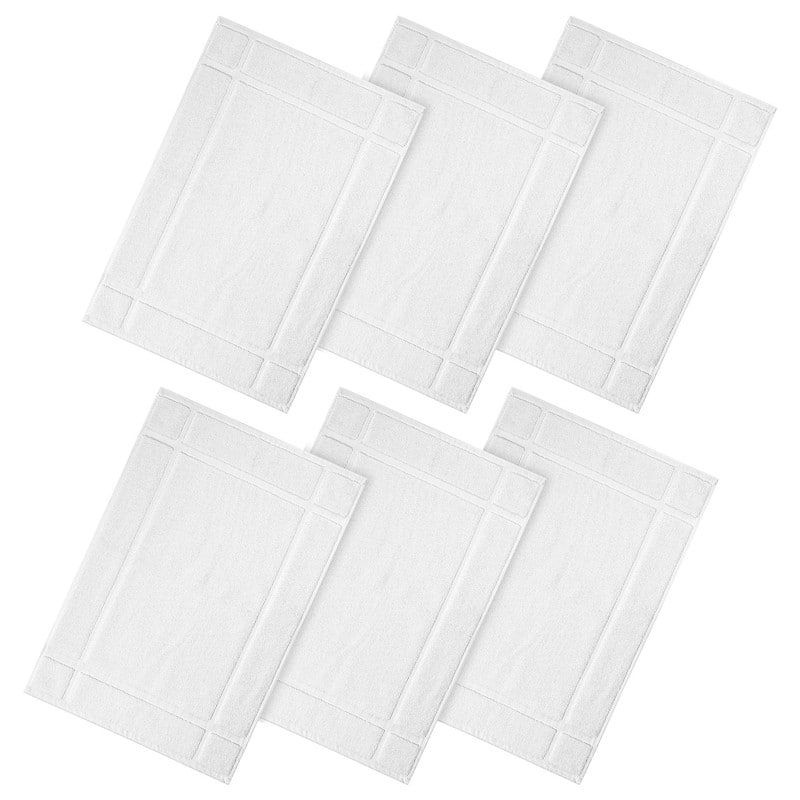 Pure Cotton 1350 GSM Bath Mats Highly Absorbent by Ample Decor- 6 Pack - 24"X17" - White