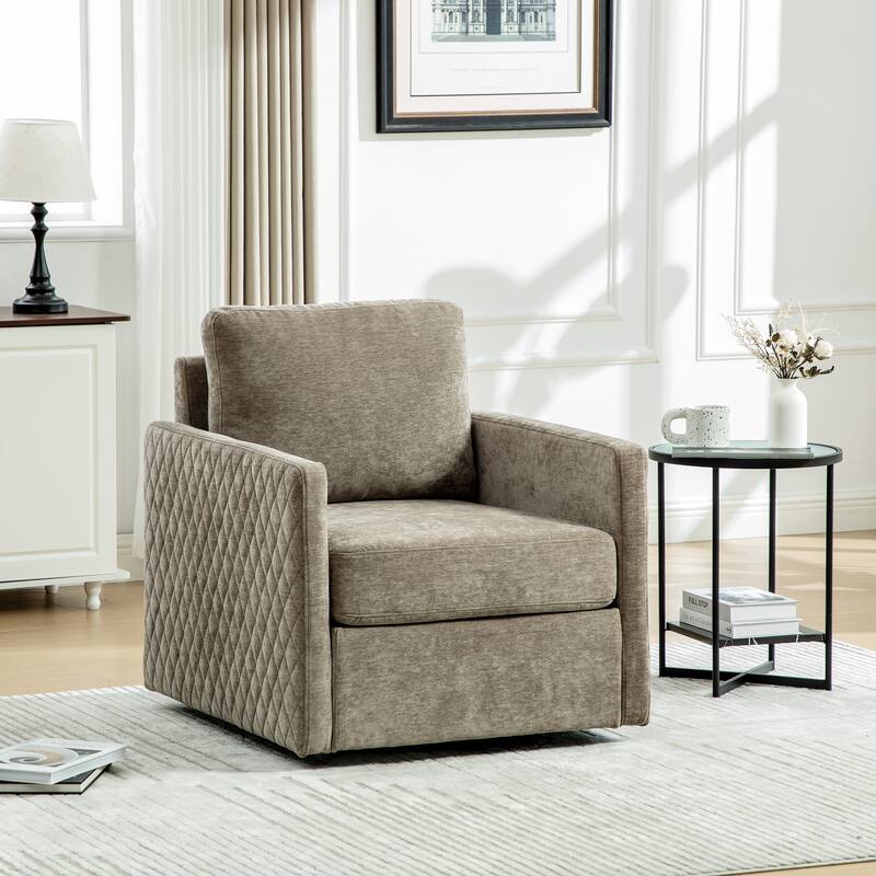 Swivel Accent Chair, Comfy Reading Chairs, Accent Single Armchair Upholstered Sofa Tufted Accent Square Club Chair