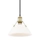 preview thumbnail 2 of 0, Yep by Golden Lighting Orwell 1-light 10in Pendant in Brushed Champagne Brass and Opal Glass - Gold