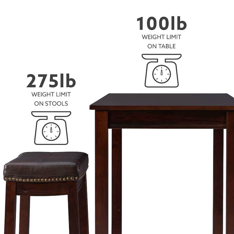 3-Piece Counter Table and Stools - 47.25" - Brown