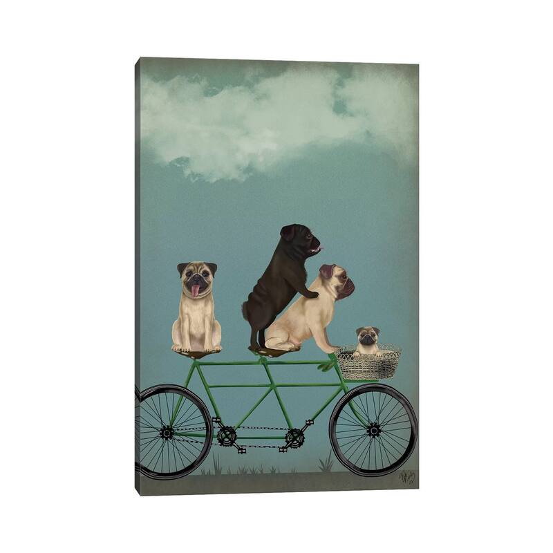 iCanvas "Pug Tandem" by Fab Funky Canvas Print