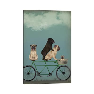 iCanvas "Pug Tandem" by Fab Funky Canvas Print