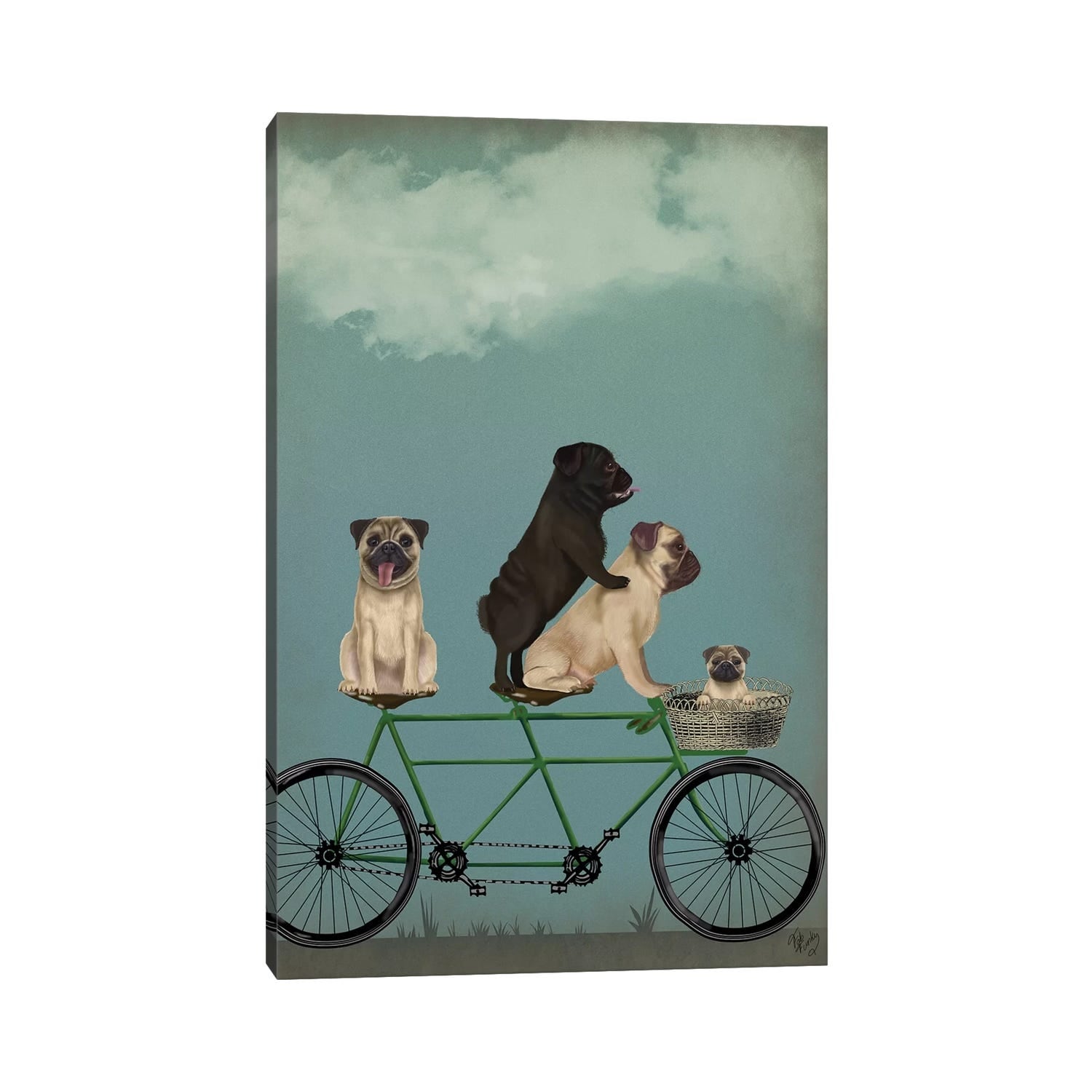 iCanvas "Pug Tandem" by Fab Funky Canvas Print