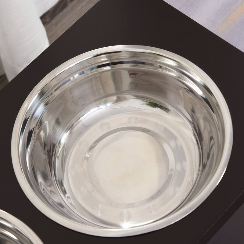 PawHut Dog Feeding Station with 2 Stainless Steel Bowls for Large Dogs - 23.5"L x 11.75"W x 16.25"H
