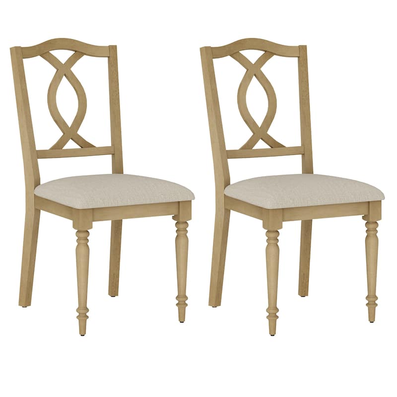 Wood Dining Chair with Cross-Back & Rubber Wood Gourd-Shaped Leg, Oak