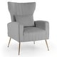 preview thumbnail 1 of 30, Costway Velvet Upholstered Wingback Chair with Lumbar Pillow & Golden - See Details Grey