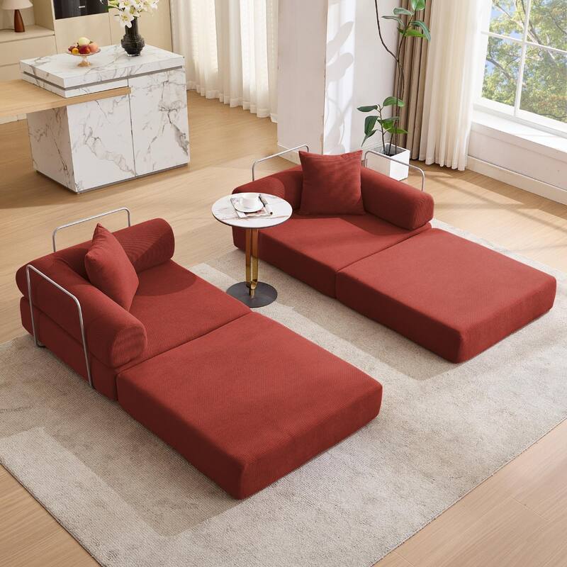 Modular Couch Sofa Bed, Convertible Design with Removable Armrests,Folding Mattress Couch for Small Spaces ,No Assembly