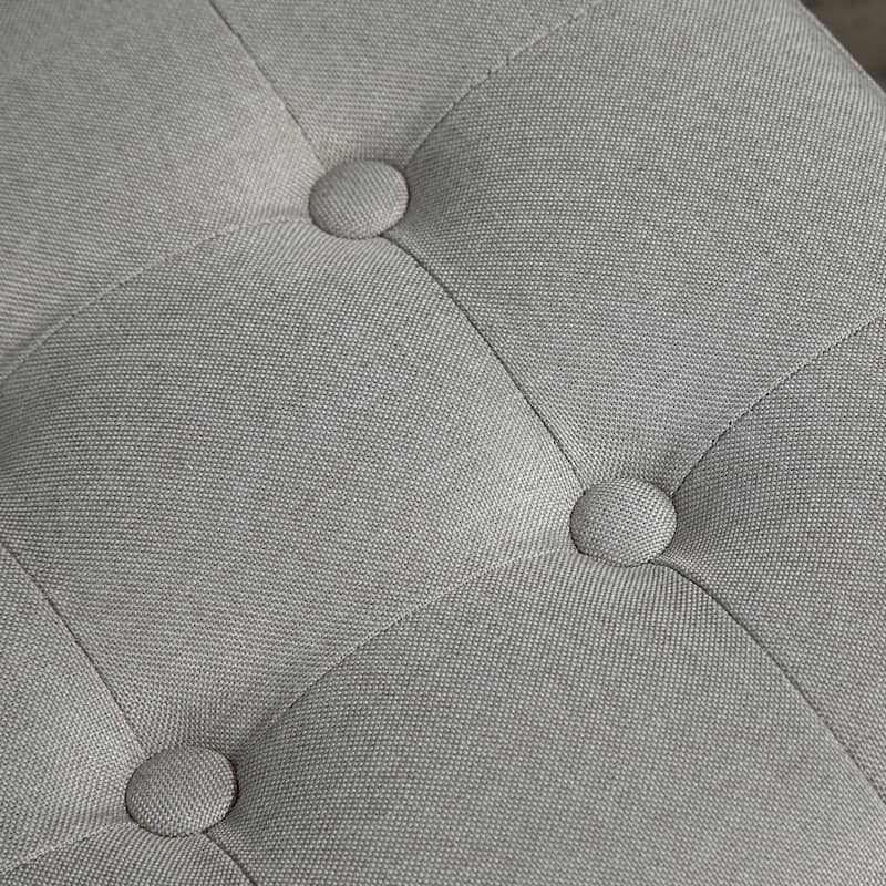 HOMCOM Tufted Ottoman Linen-Touch Fabric Upholstered Footrest Stool with Anti-Slip Pads