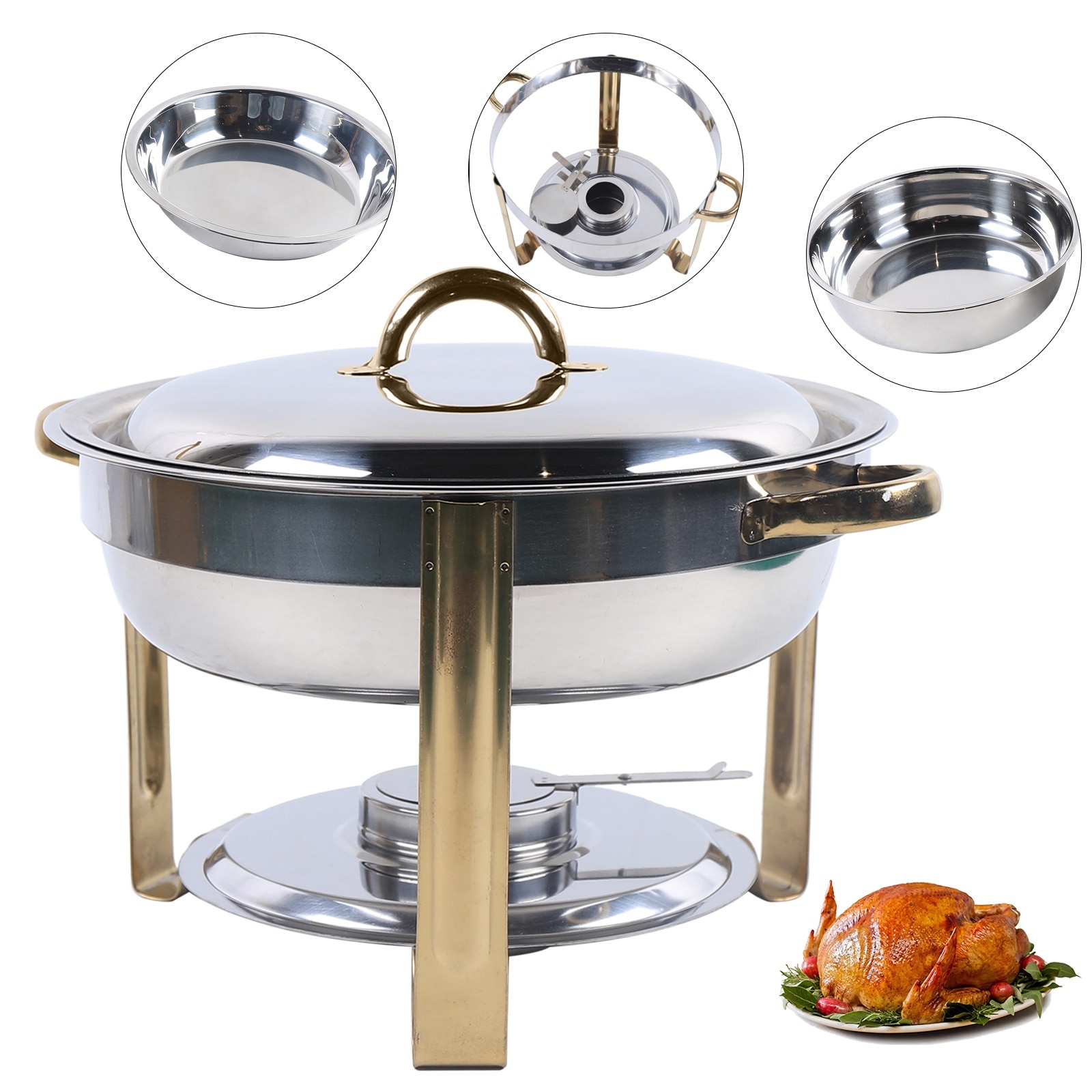 VEVOR 9 qt. Roll Top Chafing Dish Buffet Set Stainless Steel