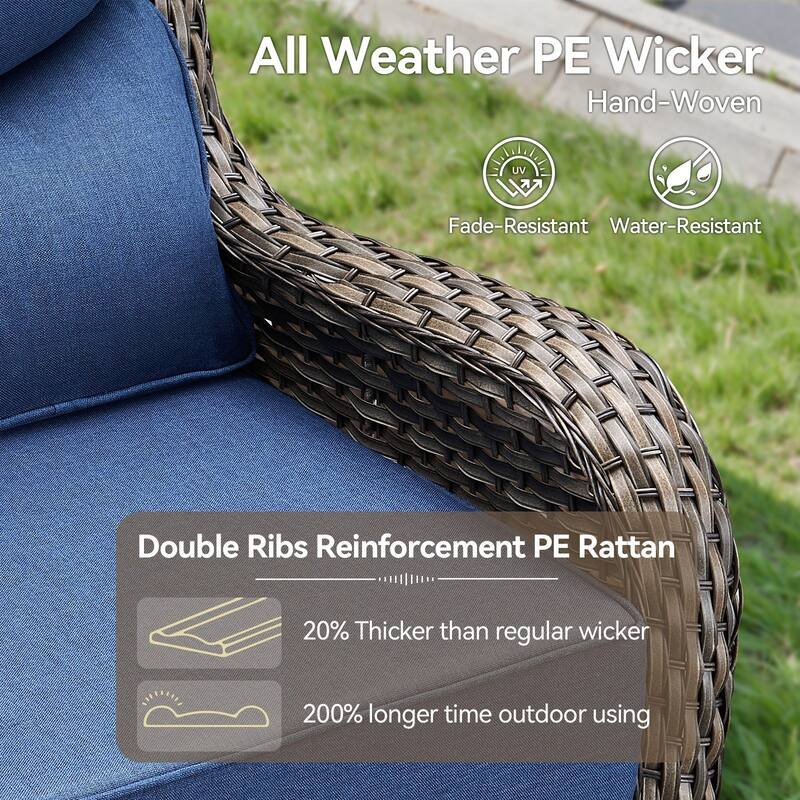 Outdoor Swivel Wicker Patio Chairs Set with Side Table