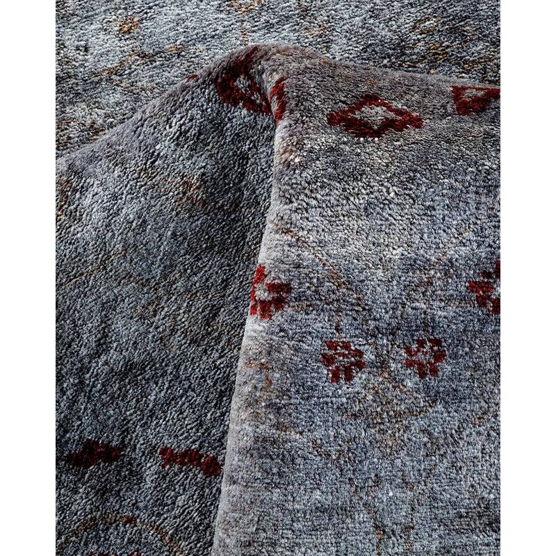 Overton Hand Knotted Wool Vintage Inspired Modern Contemporary Overdyed Gray Area Rug - 5' 2" x 7' 6"