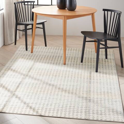 Calvin Klein CK950 Rush Indoor only Cream / Ivory Geometric Area Rug - 5' x 8'