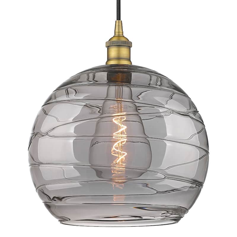 Innovations Lighting 616-1P 15 14 Athens Deco Swirl Pendant Athens - Brushed Brass / Light Smoke Deco Swirl