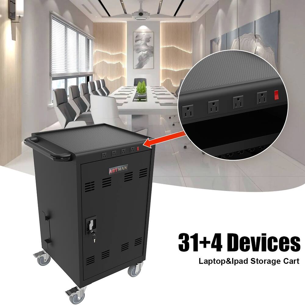 Mobile Charging Cart and Cabinet for Tablets Laptops