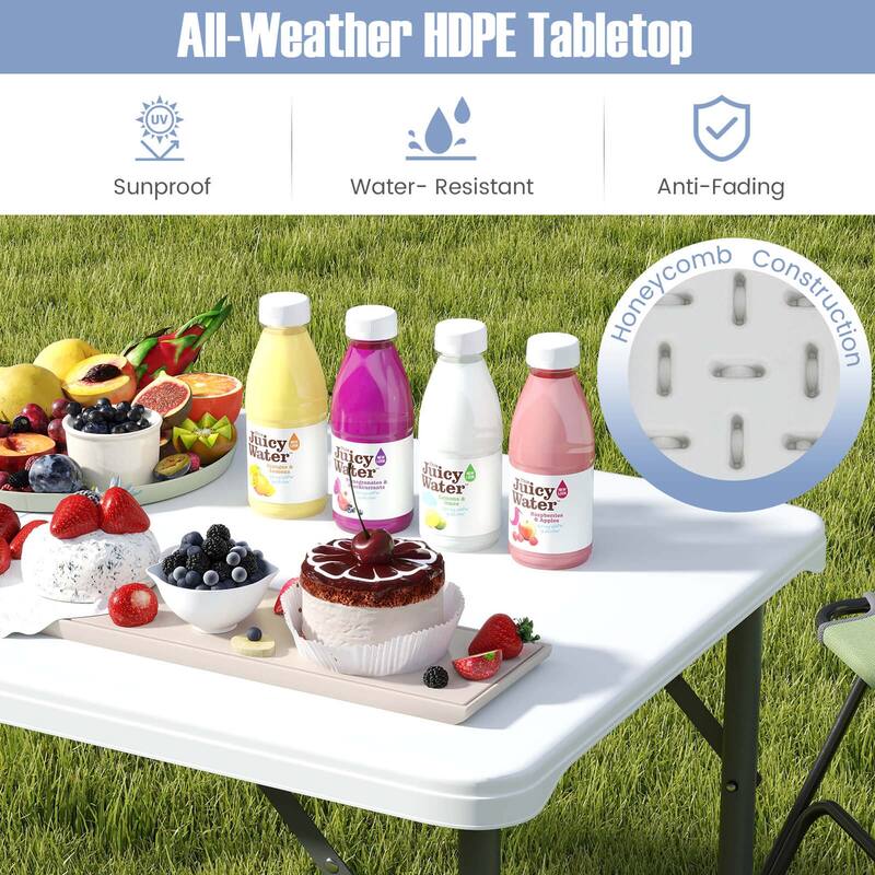 Costway 4 ft Portable Camping Table with HDPE Tabletop & Metal Legs - See Details