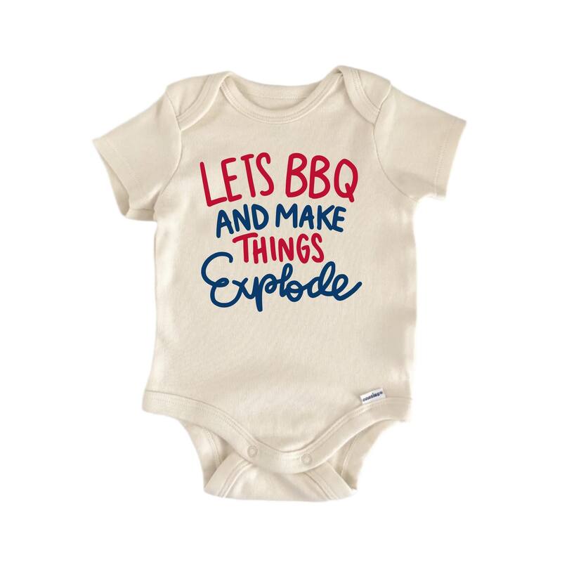 Lets Bbq and Make Things Explode - Baby Boy Girl Clothes Bodysuit Funny Cute Newborn - Blue - 0-3M