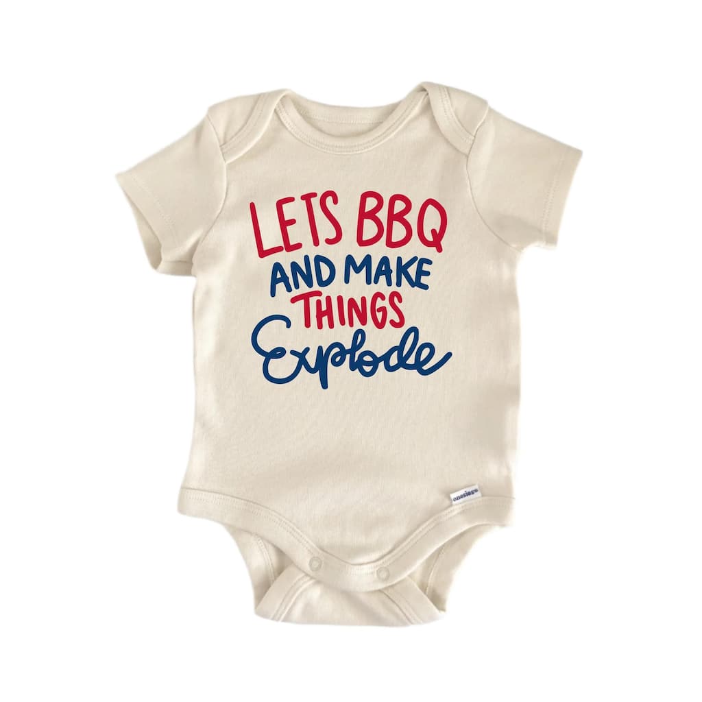 Lets Bbq and Make Things Explode - Baby Boy Girl Clothes Bodysuit Funny Cute Newborn