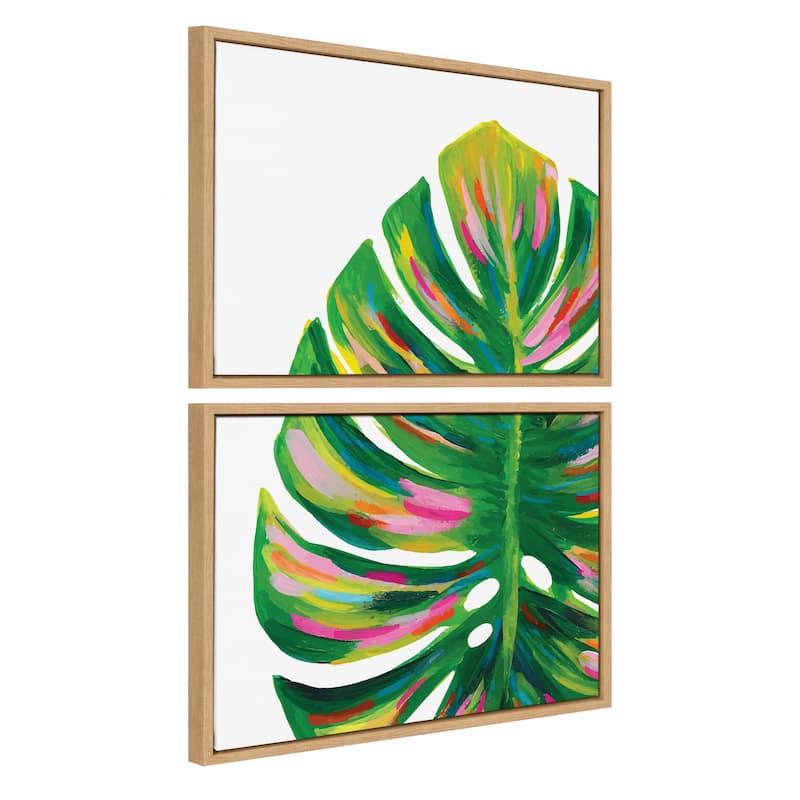 Kate and Laurel Sylvie Monstera Framed Canvas Art Set by Jessi Raulet