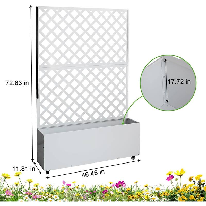 Metal Planter Box with Trellis Privacy Screen