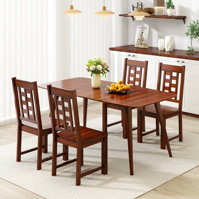 Set of 2 Natural Rubber Wood Dining Chairs with High Backrest and Stable Frame - 21" L x 18" W x 39.5" H