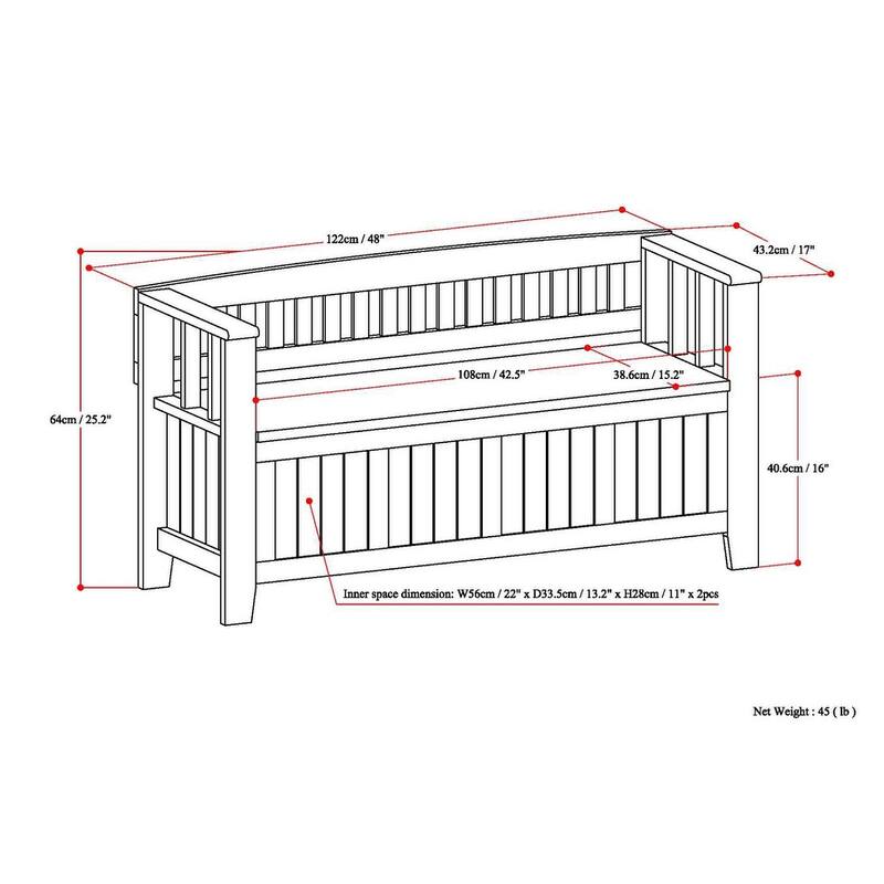 WYNDENHALL Normandy Solid Wood 48-inch Entryway Storage Bench