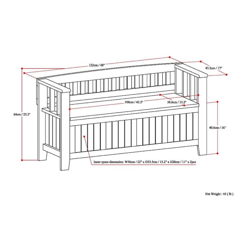 WYNDENHALL Normandy Solid Wood 48-inch Entryway Storage Bench