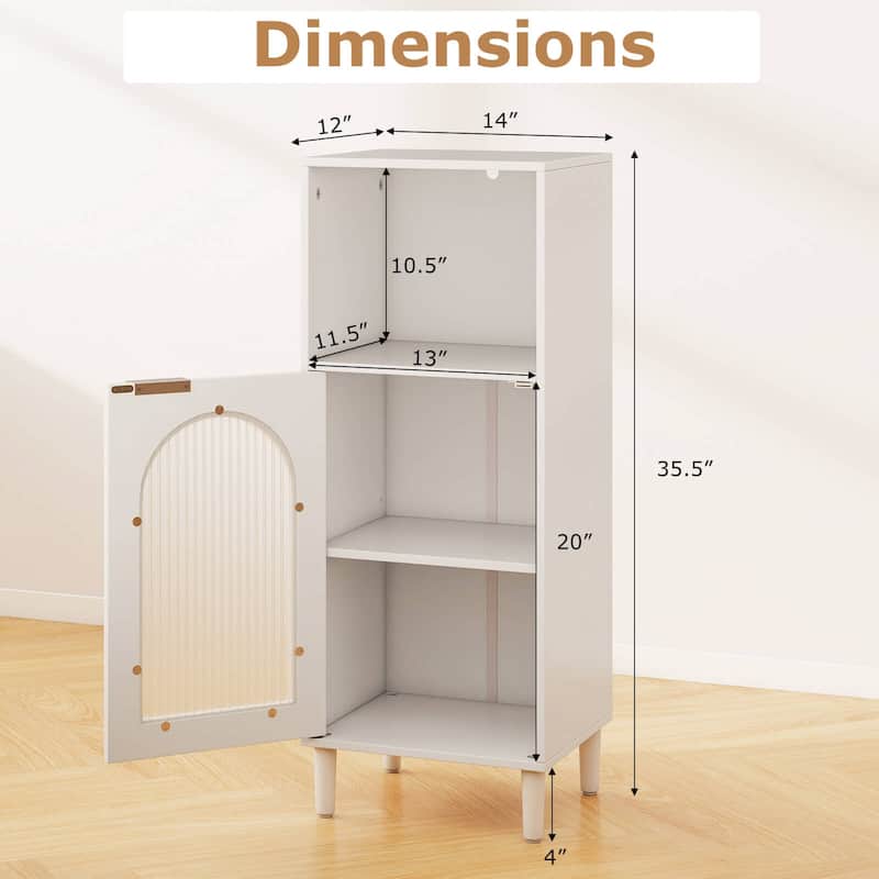 Costway Bathroom Floor Cabinet Wood Side Storage Organizer with - See Details