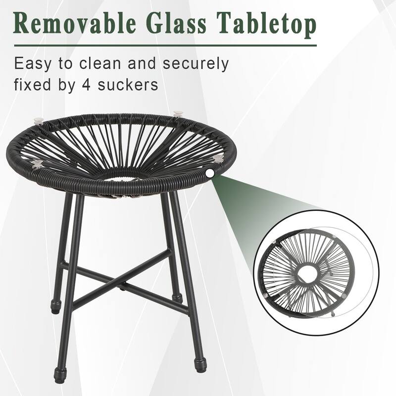 3-Piece Patio Bistro Sets, All Weather Round Wicker PE Weave Basket Chair Set of 4