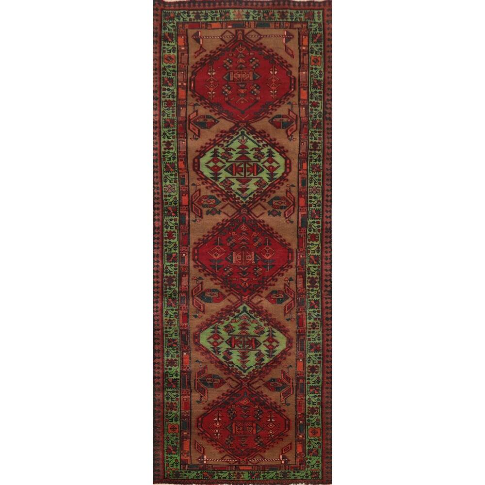 Hand Knotted Oriental 100% Wool Carpet Traditional Tribal Brown Ardebil Runner Rug - 11' 4'' X 3' 6''