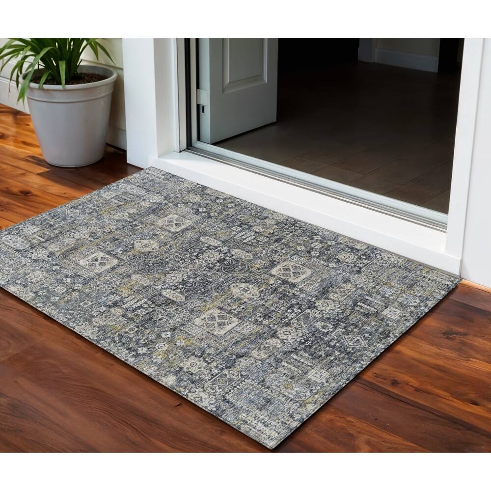 HomeRoots Oriental Transitional Rectangle Outdoor Rug
