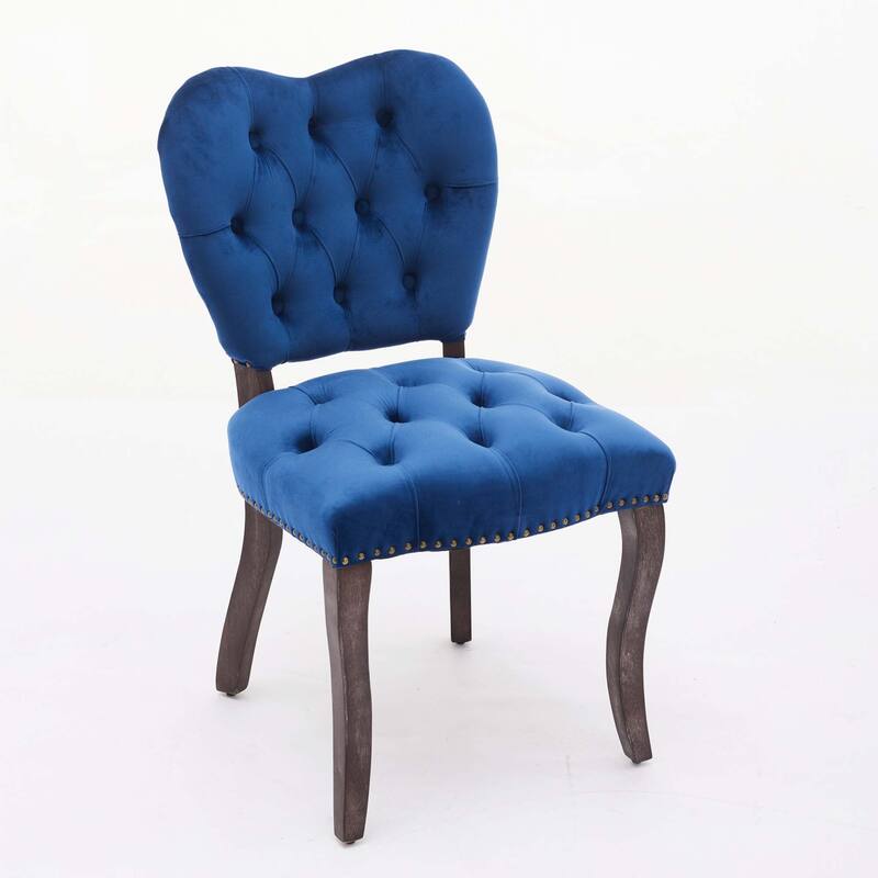 French Vintage Tufted Upholstered Fabric Dining Chair,Set of 2