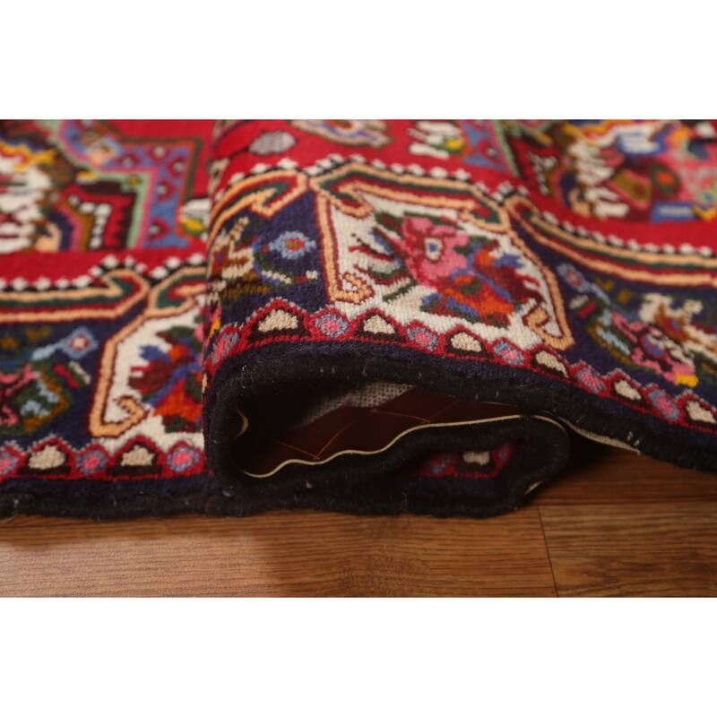 Hand Knotted Oriental 100% Wool Carpet Traditional Medallion Red Bakhtiari Area Rug - 4' 10'' X 3' 8''