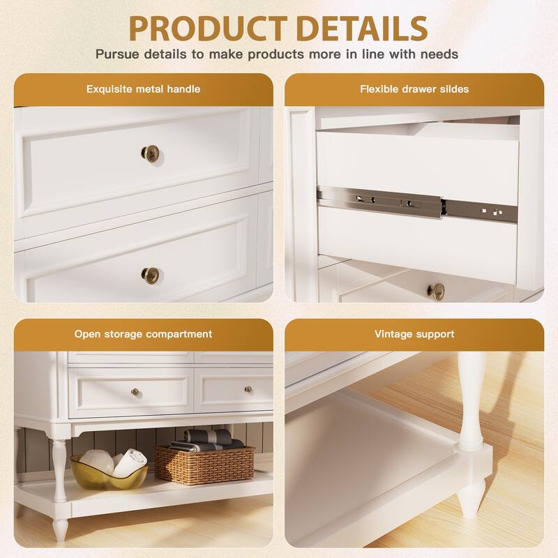 48-Inch Solid Wood Bathroom Vanity with Four Storage Drawers - Elegant and Durable Design