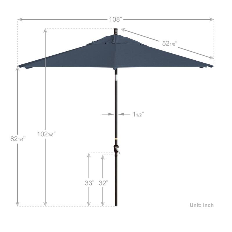 California Umbrella 9' Rd Alum Crank Open Auto Tlit Patio Umbrella