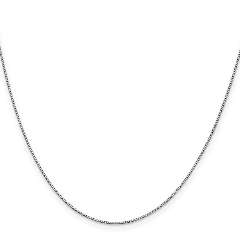 Curata Italian 14k White Gold 0.7mm Polished Box Chain Necklace (Lobster) Options 16 18 20 22 24 30