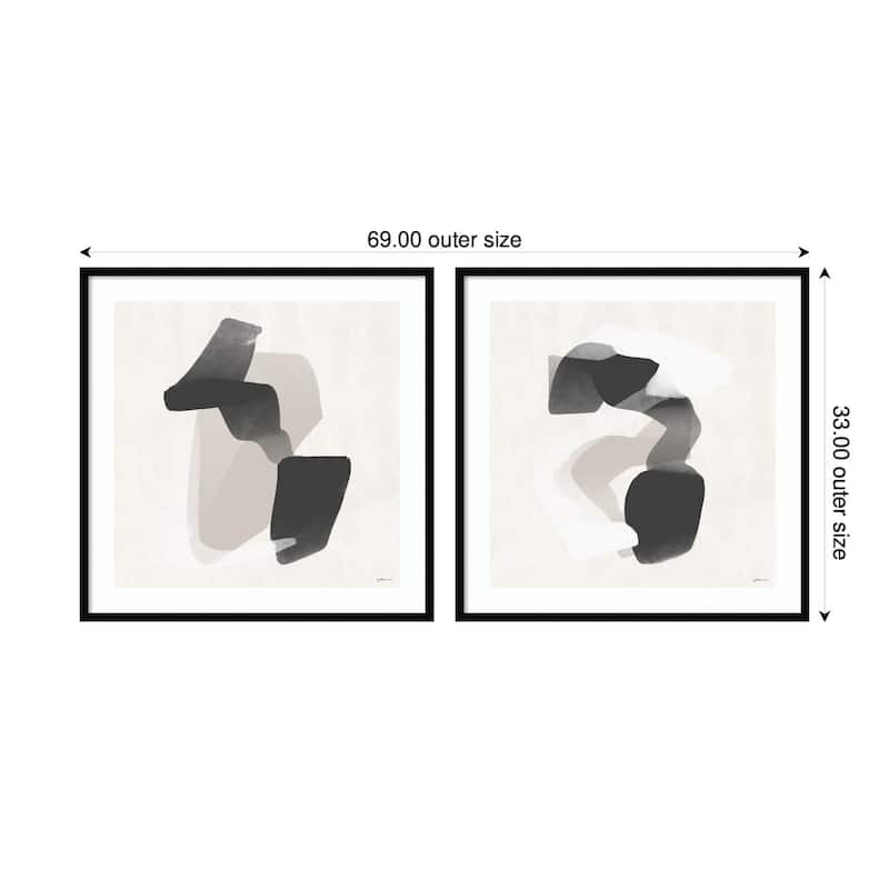 Kate and Laurel Abstract Neutral 01 & 02 2 Piece Framed Wall Art Print Set by Gabrielly Guedes