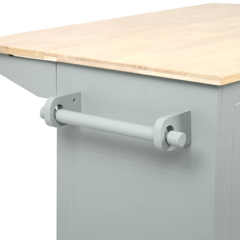 Kitchen Island with Drop Leaf,with Spice Rack, Towel Rack