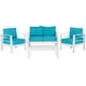 preview thumbnail 5 of 5, SAFAVIEH Outdoor Living Nason White/ Teal 4 Pc Set
